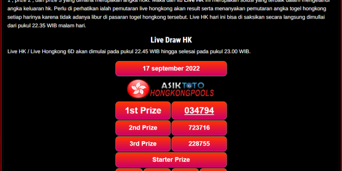 Live Draw Hongkong